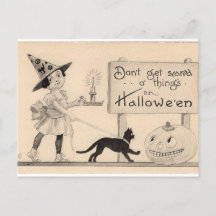Vintage Halloween Postcard: Enchanting Night of Wi