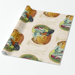 Vintage Halloween Postcard Wrapping Paper
