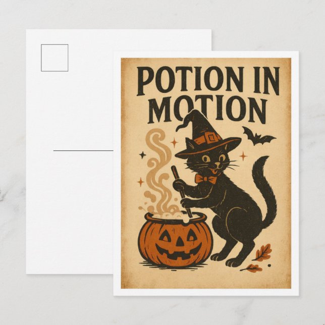 Vintage Halloween Potion in Motion Postcard (Front/Back)