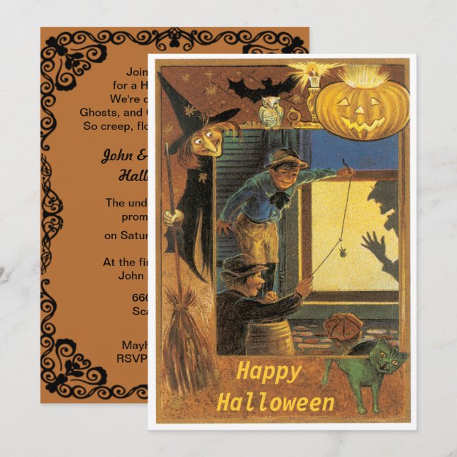 Vintage Halloween Pranksters Halloween Invitation (Front/Back)