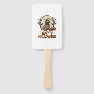 Vintage Halloween Pug Dog Witch Hat Shirt Design_1 Hand Fan