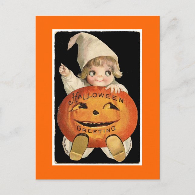 Vintage Halloween Pumpkin Baby -Postcard Postcard (Front)