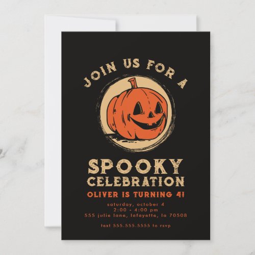 Vintage Halloween Pumpkin Birthday Party  Invitation