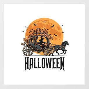 Vintage Halloween Pumpkin Carriage Witch Design_1 Window Cling