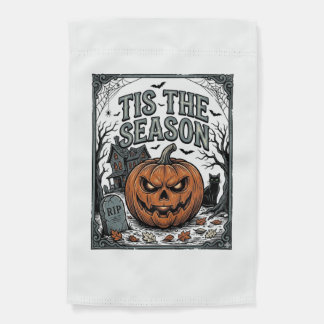 Vintage Halloween Pumpkin Cat Tis The Season Shirt Garden Flag