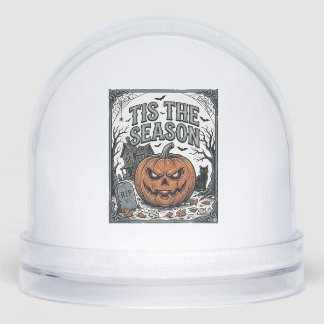 Vintage Halloween Pumpkin Cat Tis The Season Shirt Snow Globe