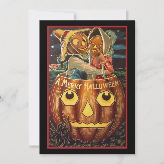 Vintage Halloween Pumpkin Couple (Front)