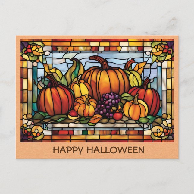 Vintage Halloween Pumpkin Fall Autumn Harvest Postcard (Front)