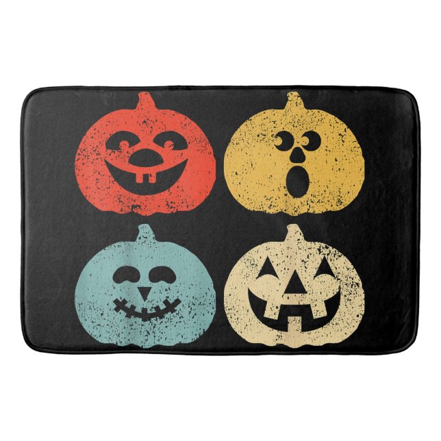 Vintage Halloween Pumpkin Funny Retro Gift Bath Mat (Front)