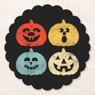 Vintage Halloween Pumpkin Funny Retro Gift Paper Coaster