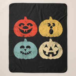 Vintage Halloween Pumpkin Funny Retro Gift Sherpa Blanket