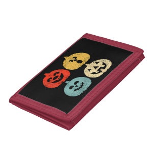 Vintage Halloween Pumpkin Funny Retro Gift Tri-fold Wallet