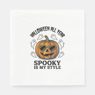 Vintage Halloween Pumpkin Ghost Engraving Shirt_1 Napkins