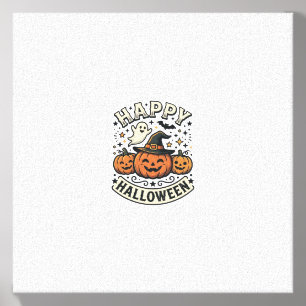 Vintage Halloween Pumpkin Ghost Shirt Design_1 Canvas Photo Tile