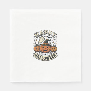 Vintage Halloween Pumpkin Ghost Shirt Design_1 Napkins