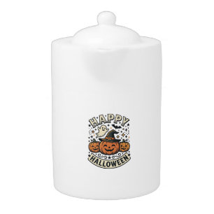 Vintage Halloween Pumpkin Ghost Shirt Design_1 Teapot