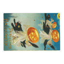 Vintage Halloween Pumpkin Ghosts and Black Cats