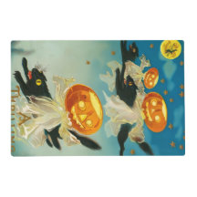 Vintage Halloween Pumpkin Ghosts and Black Cats