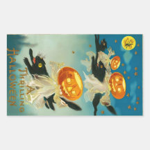 Vintage Halloween Pumpkin Ghosts and Black Cats