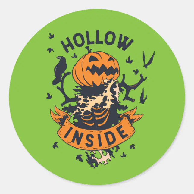 Vintage Halloween Pumpkin Graphic Hollow Inside Classic Round Sticker ...