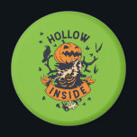 Vintage Halloween Pumpkin Graphic Hollow Inside Magnet<br><div class="desc">Hollow Inside. Creepy pumpkin and skeleton design for your Happy Halloween party. Cool and awesome merchandise for those who love watching horror movies and going Trick or Treat on Halloween night. This goes well with your spooky and scary Halloween decoration of Jack-O-Lantern pumpkin, ghost, skull, skeleton, witches and black cats....</div>