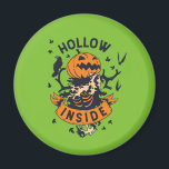 Vintage Halloween Pumpkin Graphic Hollow Inside Magnet<br><div class="desc">Hollow Inside. Creepy pumpkin and skeleton design for your Happy Halloween party. Cool and awesome merchandise for those who love watching horror movies and going Trick or Treat on Halloween night. This goes well with your spooky and scary Halloween decoration of Jack-O-Lantern pumpkin, ghost, skull, skeleton, witches and black cats....</div>