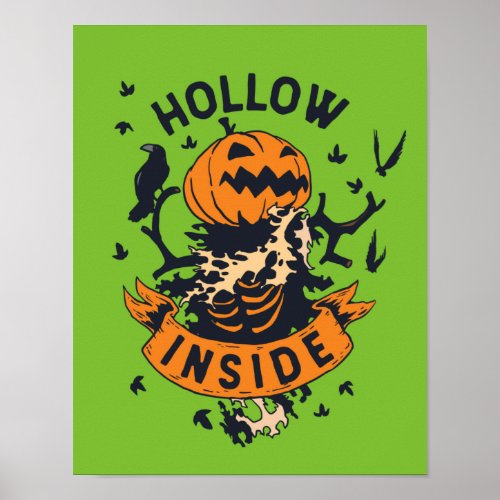 Vintage Halloween Pumpkin Graphic Hollow Inside Poster