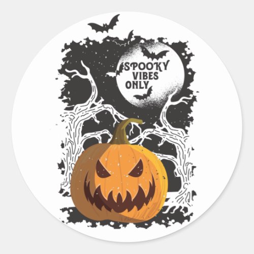 Vintage Halloween Pumpkin Graphic Spooky Vibes Classic Round Sticker