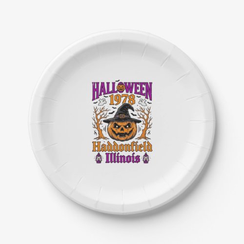 Vintage Halloween Pumpkin Haddonfield Illinois Shi Paper Plates