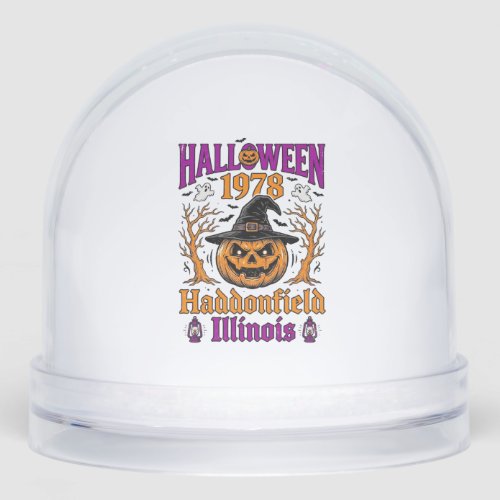 Vintage Halloween Pumpkin Haddonfield Illinois Shi Snow Globe