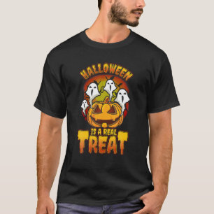 Vintage Halloween Pumpkin Jack O Lantern Ghost Gif T-Shirt