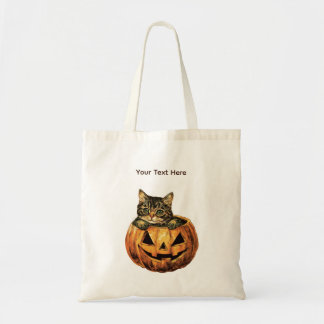 Vintage Halloween Pumpkin Kitty Tote Bag