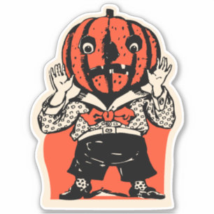 Vintage Halloween Pumpkin Man Sticker