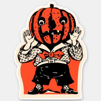 Vintage Halloween Pumpkin Man Sticker by Vintage_Halloween at Zazzle