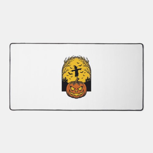 Vintage Halloween Pumpkin Moon Scarecrow Art_1 Desk Mat