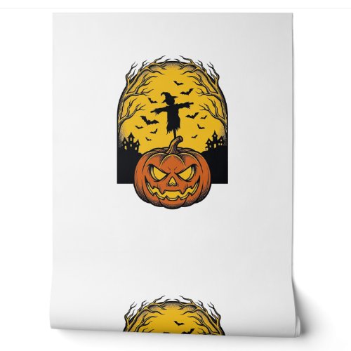Vintage Halloween Pumpkin Moon Scarecrow Art_1 Wallpaper