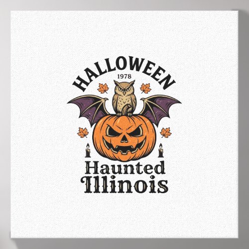 Vintage Halloween Pumpkin Owl Illinois Shirt Desig Canvas Photo Tile