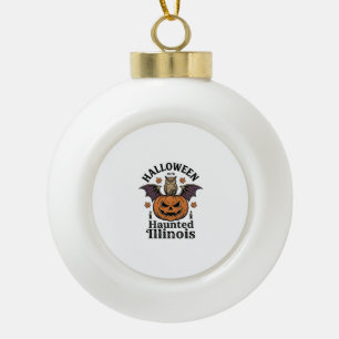 Vintage Halloween Pumpkin Owl Illinois Shirt Desig Ceramic Ball Christmas Ornament