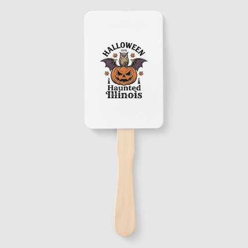 Vintage Halloween Pumpkin Owl Illinois Shirt Desig Hand Fan