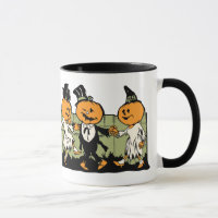 Vintage Halloween Pumpkin People Mug