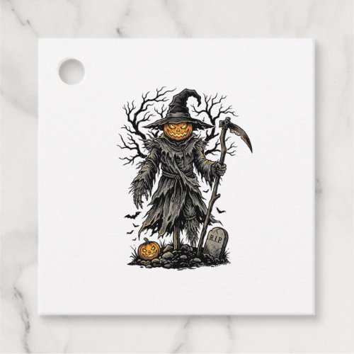Vintage Halloween Pumpkin Scarecrow Shirt Design_1 Favor Tags