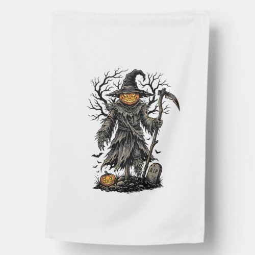 Vintage Halloween Pumpkin Scarecrow Shirt Design_1 House Flag