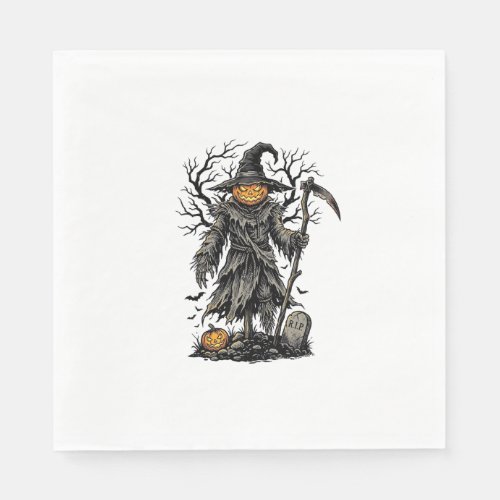 Vintage Halloween Pumpkin Scarecrow Shirt Design_1 Napkins