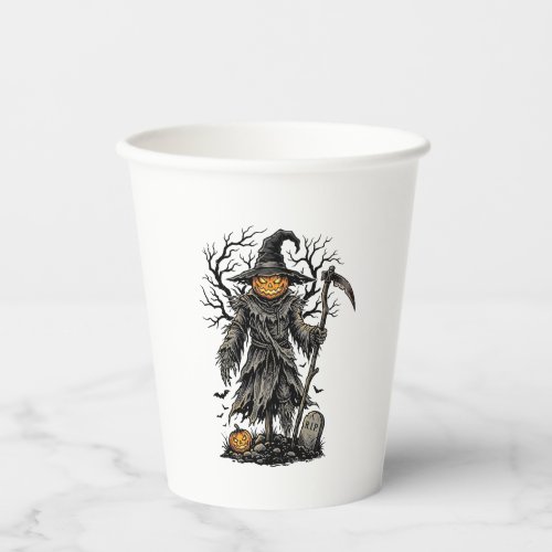 Vintage Halloween Pumpkin Scarecrow Shirt Design_1 Paper Cups