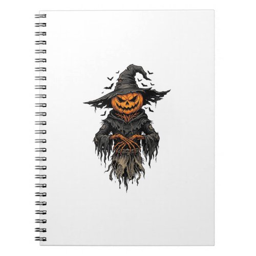 Vintage Halloween Pumpkin Scarecrow Witch Shirt De Notebook
