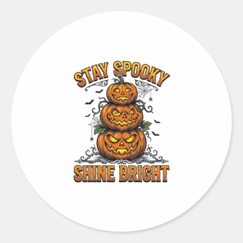 Vintage Halloween Pumpkin Spooky Bright Shirt Desi Classic Round Sticker