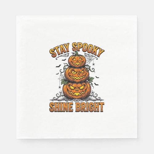 Vintage Halloween Pumpkin Spooky Bright Shirt Desi Napkins