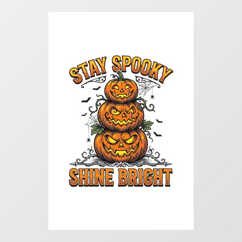 Vintage Halloween Pumpkin Spooky Bright Shirt Desi Window Cling