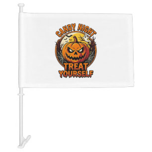 Vintage Halloween Pumpkin Treat Yourself Shirt_1 Car Flag