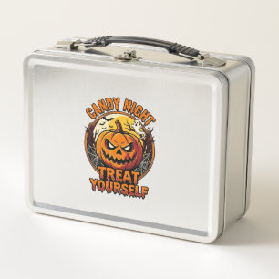 Vintage Halloween Pumpkin Treat Yourself Shirt_1 Metal Lunch Box